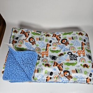 2021 Le Bebe Favorite Safari Lion Elephant Giraffe Security Blanket 30" X 37"